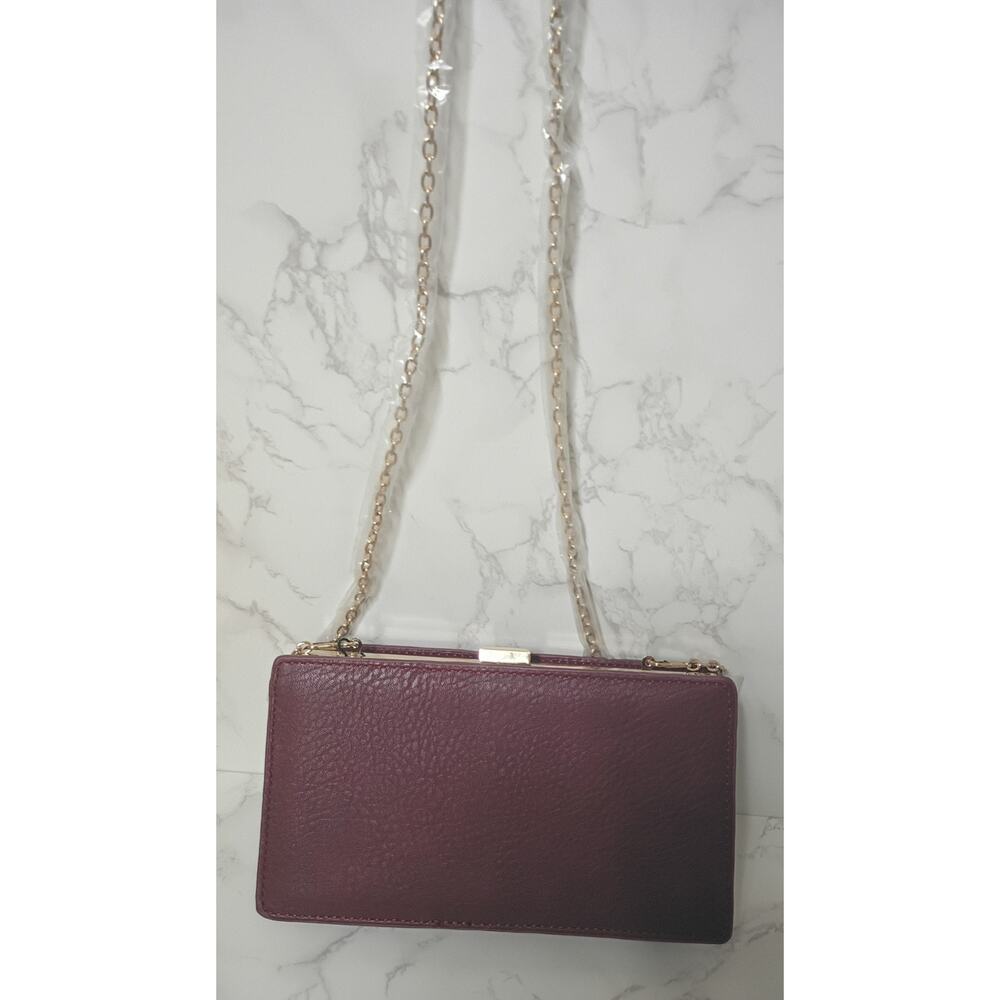 STREET LEVEL Burgundy Gold Studded Leather Crossbody Bag - NWT - Picture 2 of 4